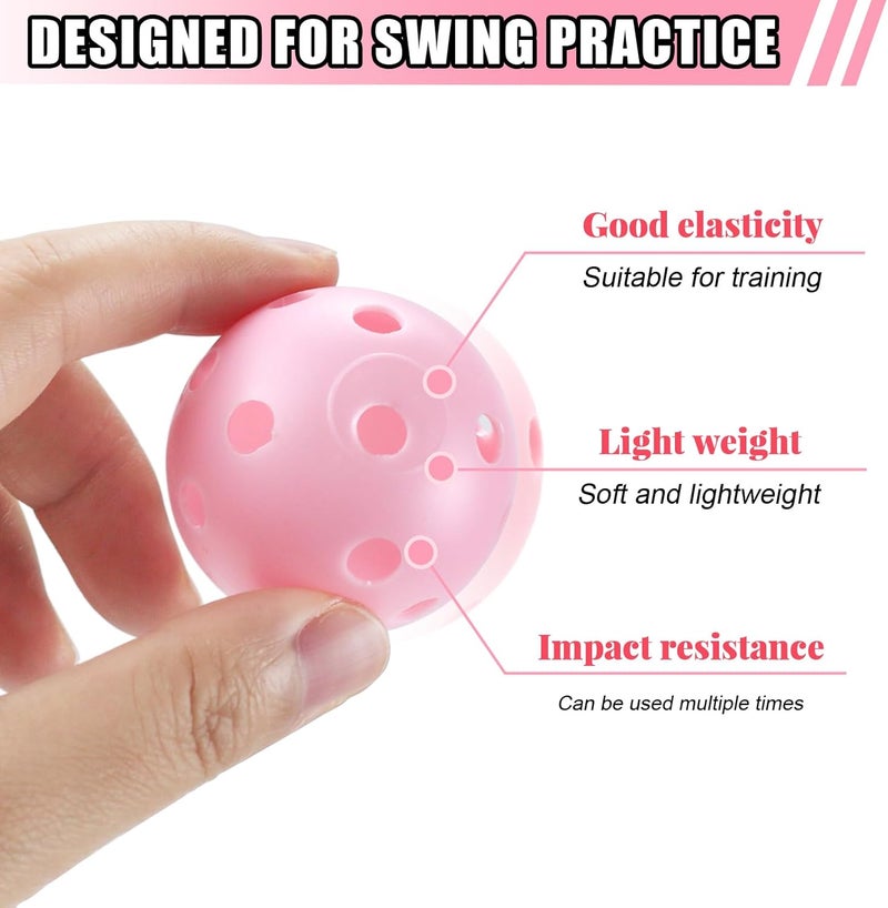 Bac-kitchen Plastic Golf Balls Practice Limited Flight Golf Training Ball Hollow Swing Practice Indoor Golf Balls with Mesh Drawstring Bag for Backyard Driving Range or Outdoor - Image 5